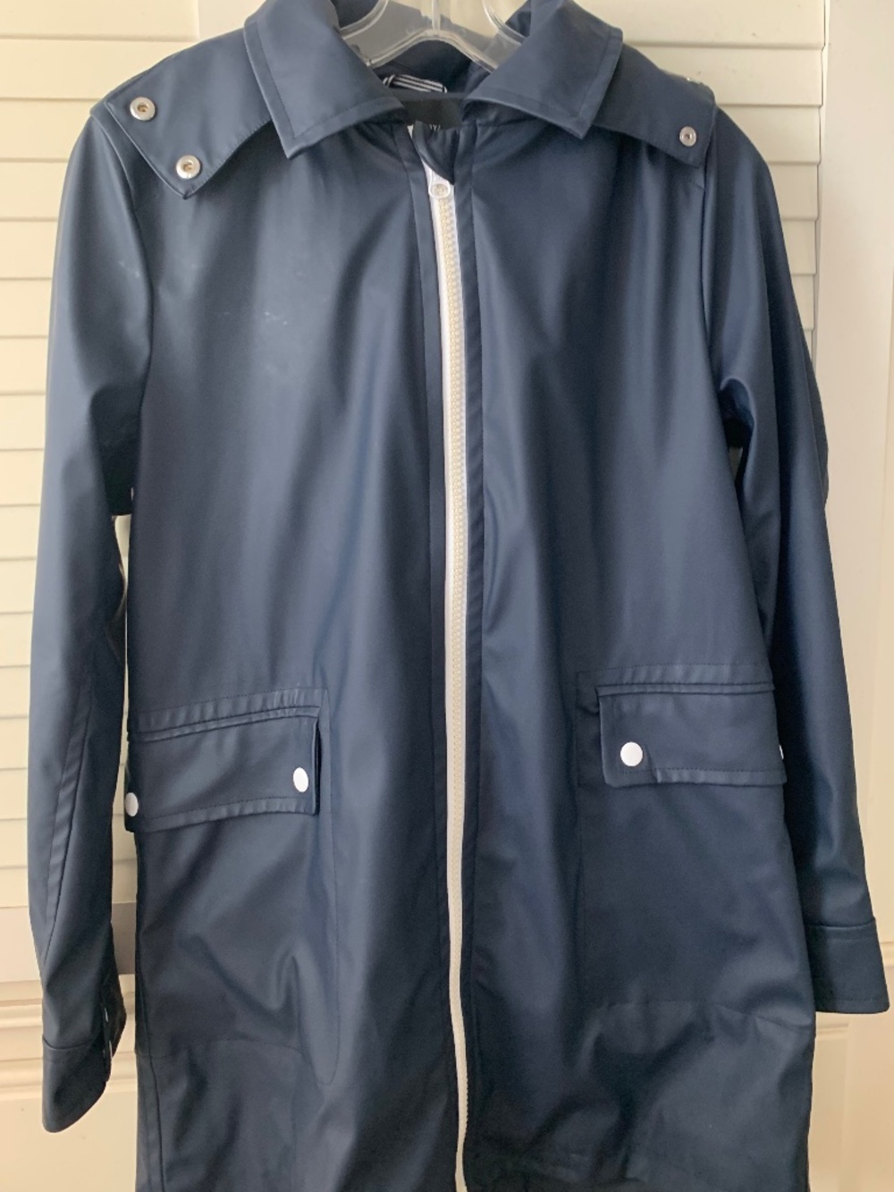 J.Crew Navy Hooded Raincoat Jacket - Women’s S